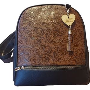 NWOT Leather Backpack- I love Artesanal- Black/brown handmade